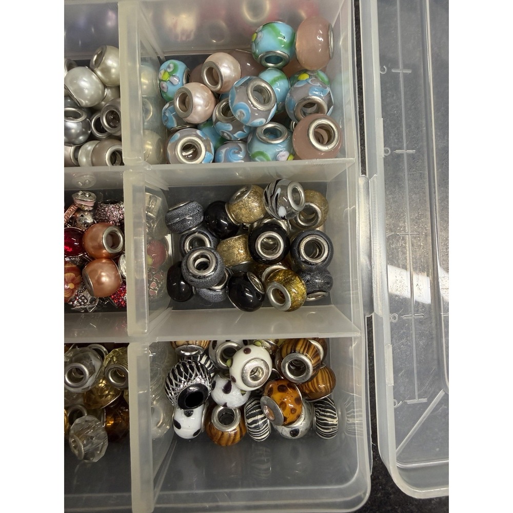 Large Collection of Assorted European-Style Glass Charm Beads Jewelry Maker Lot - Picture 6 of 7